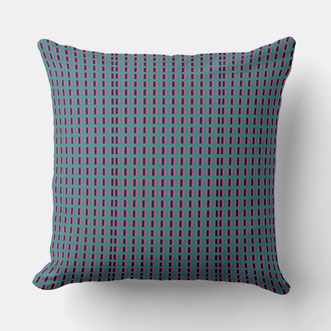 Modern Geometrical Squares Grid Stripes Colourful Cushion (Front)