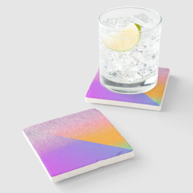 Modern Geometrical Two Tone Ombre Triangle Glitter Stone Coaster (Side)