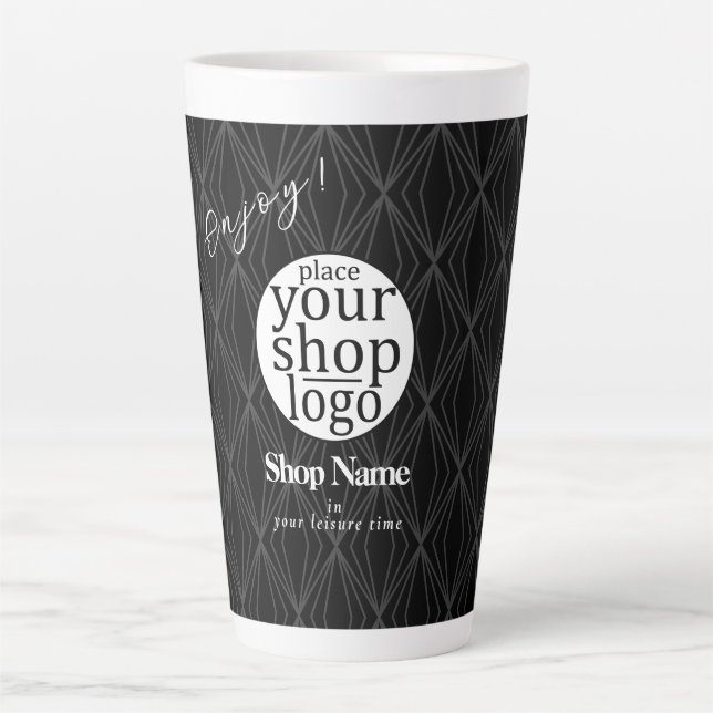 Modern Geometry Black Logo Business Latte Mug (Front)