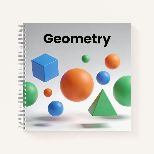 Modern Geometry Colorful 3D Shapes Teacher Student Notebook (Front)