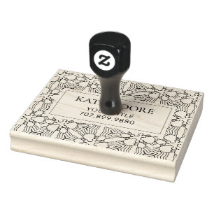 Modern Geomteric Pattern Monogram Rubber Stamp