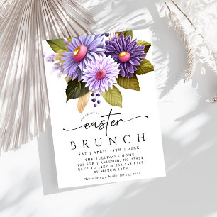 Modern Gerbera Lilac Floral Easter Brunch  Invitation