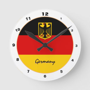 Modern German Flag & Germany Home / design Round Clock