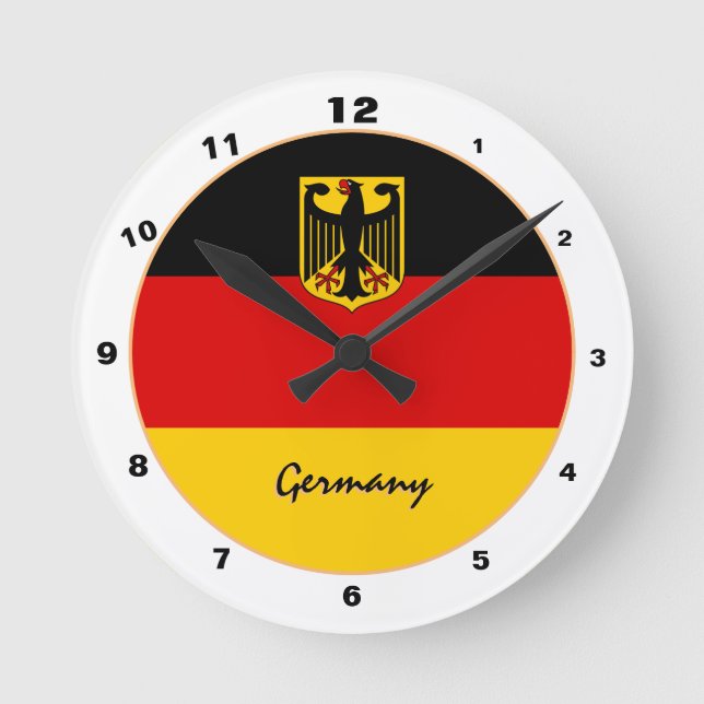 Modern German Flag & Germany Home / design Round Clock (Front)