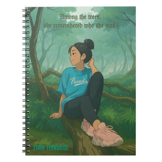 Modern Ghibli Style Customisable Quote and Name Notebook (Front)