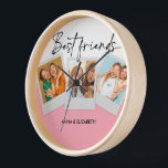 Modern Gift BFF Custom Photo Collage Besties Clock<br><div class="desc">Modern Gift BFF Custom Photo Collage Besties</div>