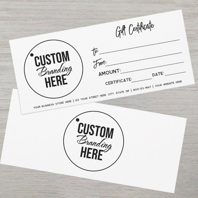 Modern Gift Certificate Business Card With Logo (logo gift certificate business card)