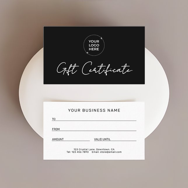 Modern Gift Certificate | Logo Business Name (Creator Uploaded)