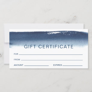 Modern Gift Certificate Navy Blue Watercolor 