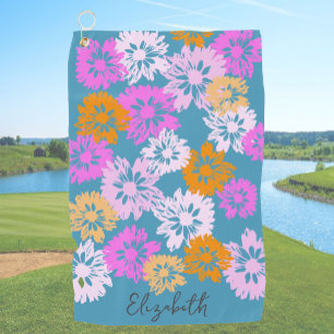 Modern Gift For Her Lady Golfer Bright Colourful Golf Towel