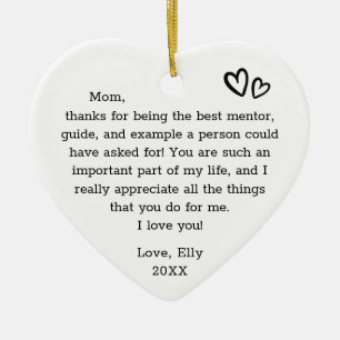 Modern Gift for Mother Typewriter Quote Heart Ceramic Tree Decoration