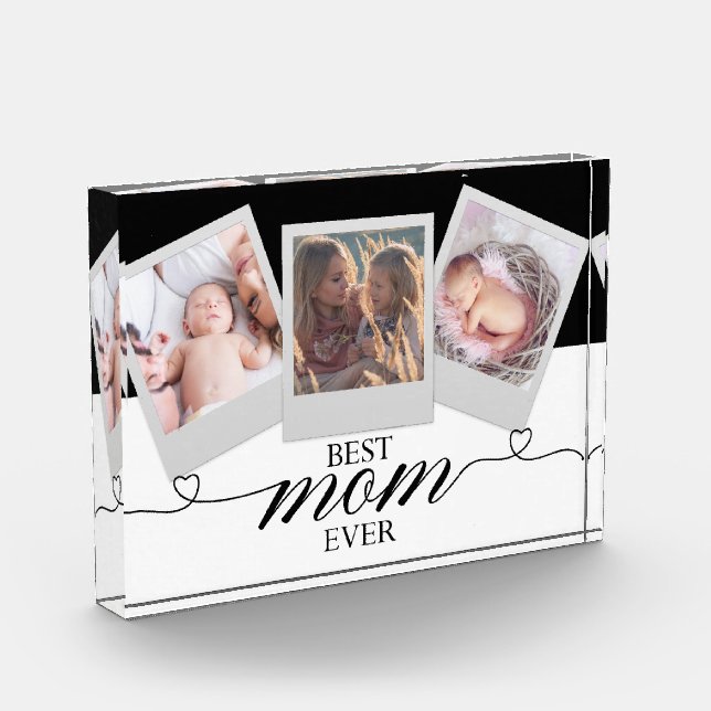 Modern Gift for Mum Script Heart Photo Collage  (Left)