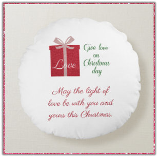 Modern Gift of Love for Christmas Round Cushion