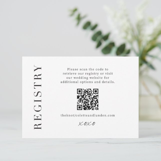 Modern Gift Registry Enclosure Wedding Scan QR  Card (Standing Front)