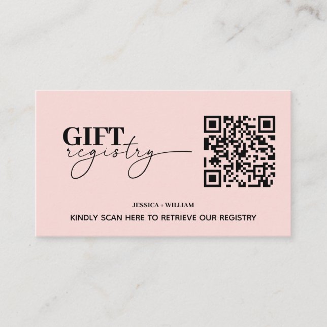 Modern Gift Registry | Wedding Registry QR Code Enclosure Card (Front)