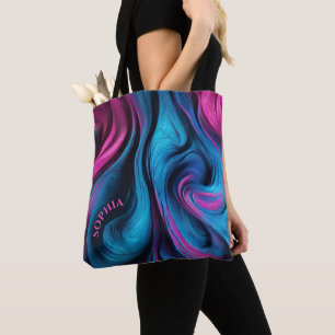 Modern Gifts For Her-Blue and Fuchsia- Tote Bag