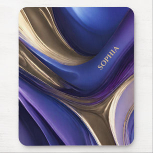 Modern Gifts for Her- Blue Purple and Gold Mouse Pad