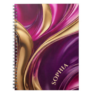 Modern Gifts for Her-Fuchsia Purple and Gold- Notebook