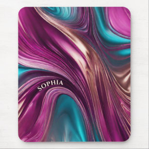Modern Gifts for Her-Magenta Turquoise and Gold- Mouse Pad