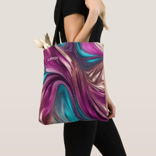 Modern Gifts For Her- Magenta, Turquoise and Gold- Tote Bag