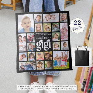 Modern GIGI 22 Photo Collage Names Tote Bag