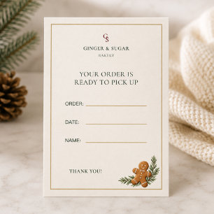 Modern Gingerbread Christmas Bakery Order Pickup Business Card