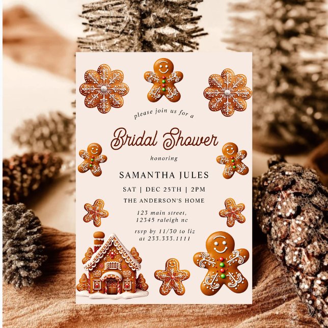Modern Gingerbread House Christmas Bridal Shower Invitation (Creator Uploaded)