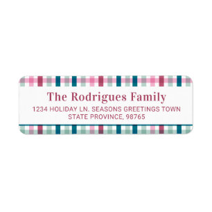 Modern Gingham Holiday Card Return Address 