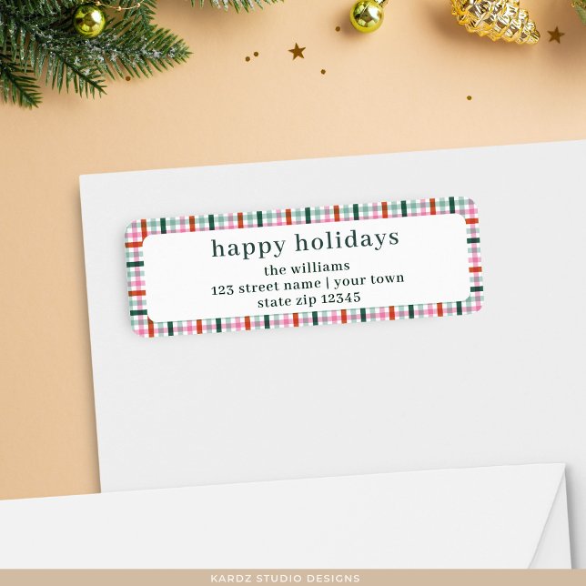 Modern Gingham Holiday Return Address (Creator Uploaded)