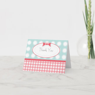 Modern Gingham: Pink & Aqua Thank You Card