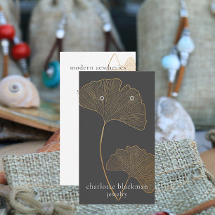 Modern Gingko Leaf QR Code Earring Display Business Card
