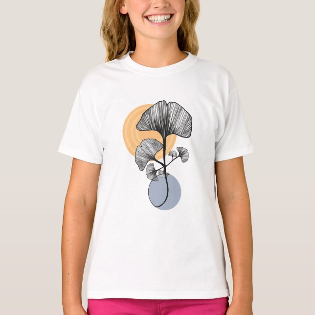Modern Ginkgo Leaf Botanical T-shirt (Front)