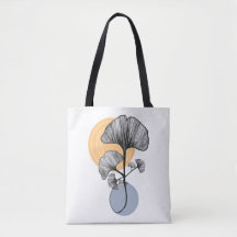 Modern Ginkgo Leaf Botanical Tote Bag