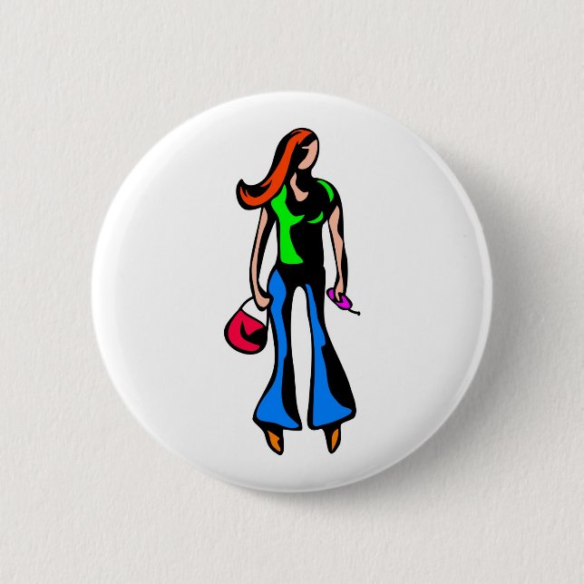 Modern Girl 6 Cm Round Badge (Front)