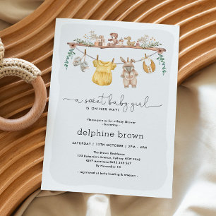 Modern Girl Baby Shower Nursery Clothes Invitation