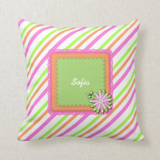 Modern Girl Boho Floral Personalised Custom Name Cushion