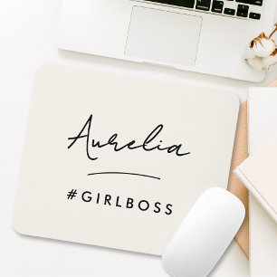 Modern Girl Boss Script Name Best Girly Gift Ivory Mouse Pad