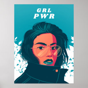 Modern Girl Feminist & GRL PWR Text Female Future  Poster