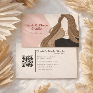 Modern Girl Hair Illustration Hairstylist Salon Business Card