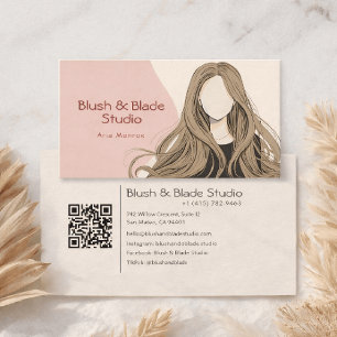 Modern Girl Hair Illustration Hairstylist Salon Business Card