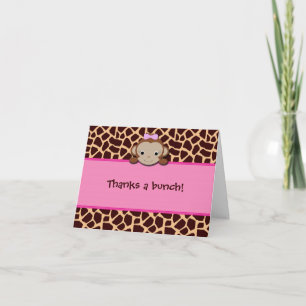 Modern Girl Monkey Thank You [Pink] Card