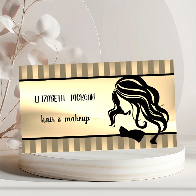 Modern Girl Silhouette,Stripes,Hair ,Makeup Poster (Creator Uploaded)