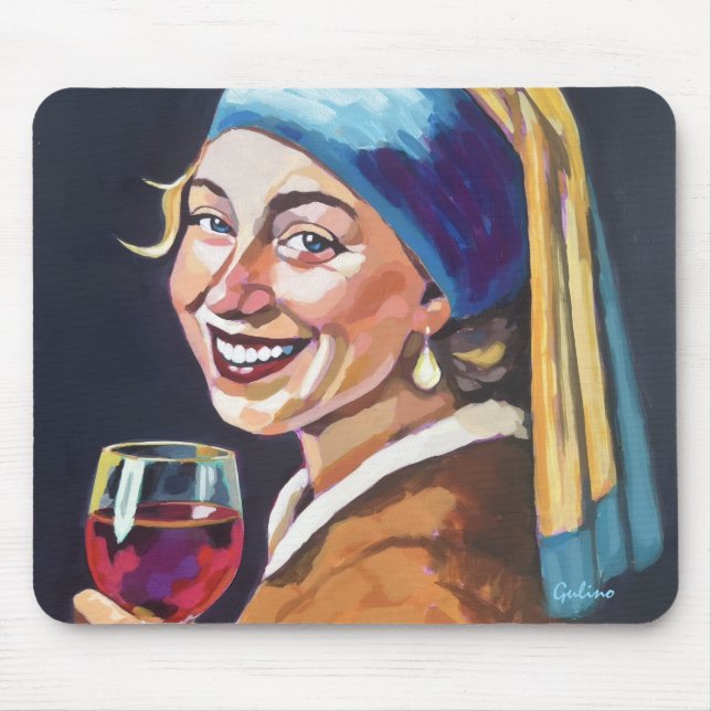 Modern Girl w/ a Pearl Earring - Vermeer Inspired Mouse Pad (Front)