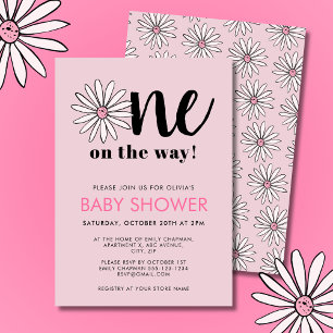 Modern Girls Baby Shower Daisy Floral Invitation