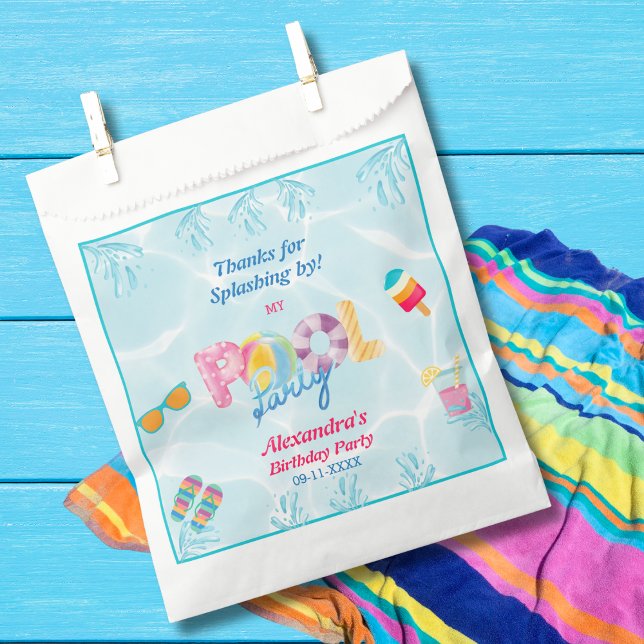 Modern Girl's Colourful Kids Pool Party Favour Bags (Creator Uploaded)