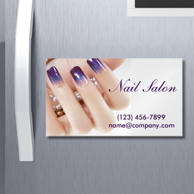 modern girly beauty ombre nail artist nail salon magnetic business card (Creator Uploaded)