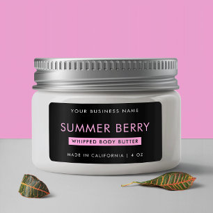 Modern Girly Black & Pink Whipped Cosmetic Jar Label