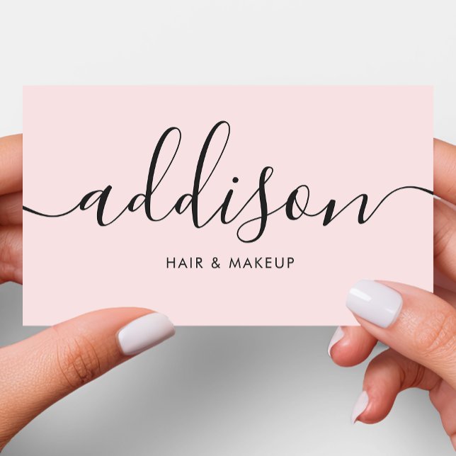 Modern Girly Blush Pink Minimalist Calligraphy Business Card (Creator Uploaded)
