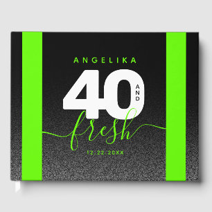 Modern Girly Bright Green 40 and Fresh Guest Book