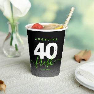 Modern Girly Bright Green 40 and Fresh  Paper Cups